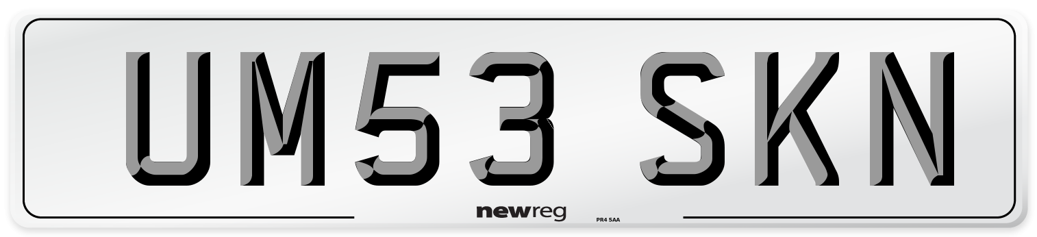 UM53 SKN Number Plate from New Reg